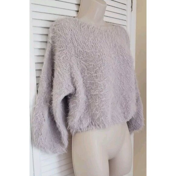 NEW FREE PEOPLE CROP FLURRY SWEATER VIOLET FROST PULLOVER SZ XS - Picture 4 of 9